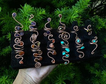 Crystal hand adornment set of 4 (plus 3 free copper rings!)