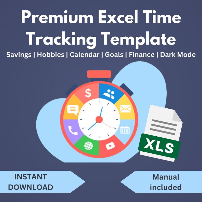 Premium Excel Template Time Tracking Savings Hobbies Calendar
