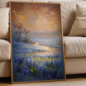 Bluebonnets Wall Art | Texas Wildflower Art | Printable Wall Art | Texas Wall Decor | Digital Download