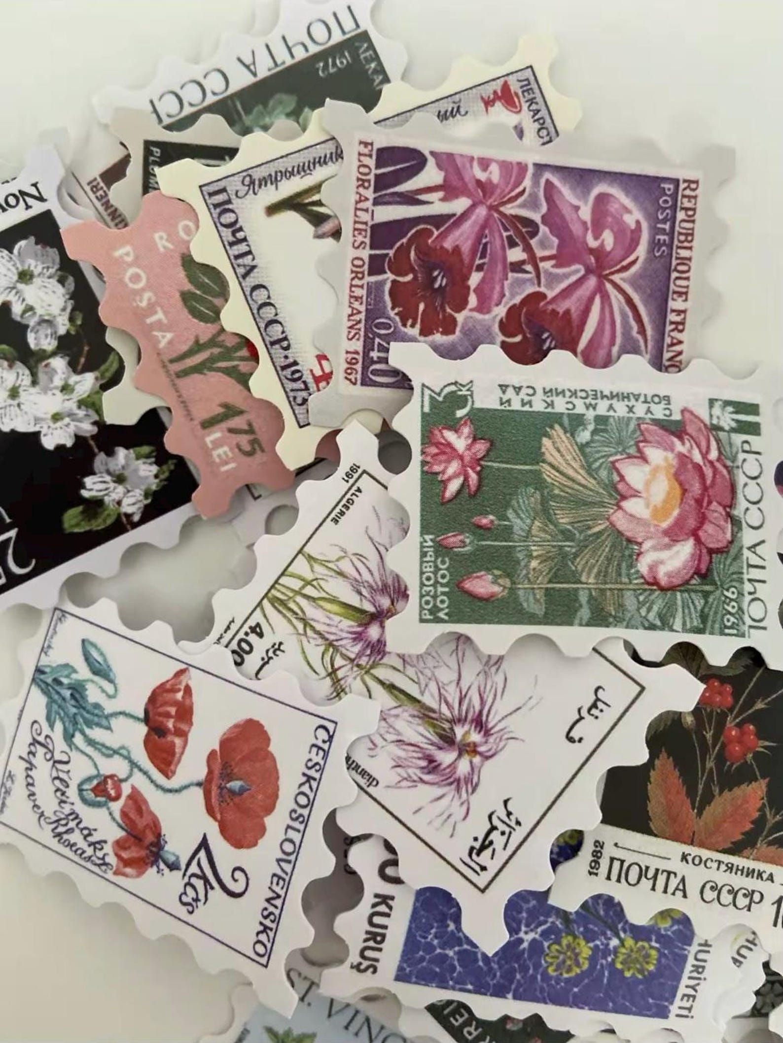 Vintage Floral Postage Stamp Stickers 50pcs - Etsy