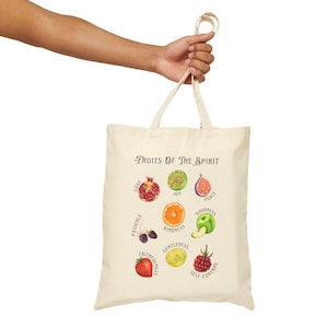 Frucht des Geistes Tragetasche | Christliche Bibel-Vers-Segeltuch-Tasche | Religiöse Schrift Carryall | Inspirational Geschenk für Sie und Ihn