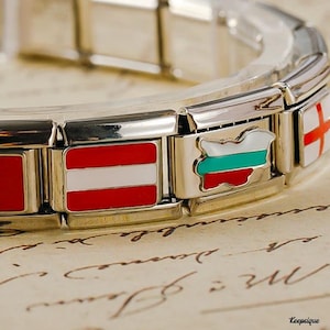 National Flag Gold Italian Charms For Bracelet, Pick your Charms, 9mm Italian charms, Flag Italian charms, Italian charm bracelet