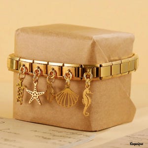 Boho Gold Italian Charms, 9mm Italian charms, Dangling Italian charms, Italian charm bracelet, Gold Hanging Charms, Beach Italian charm