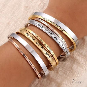 Engraved Cuff Bracelet for Women, Customized Engraved Bracelet, Jewelry for Women Gift