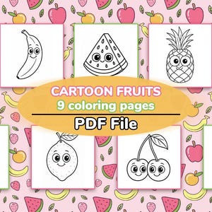 Fruits Cartoon Coloring Book | Food
