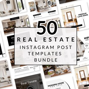 50 Real Estate Instagram Post Templates, Realtor Template Bundles, Social Media Post for Realtors, Realtor Social Media Marketing Templates