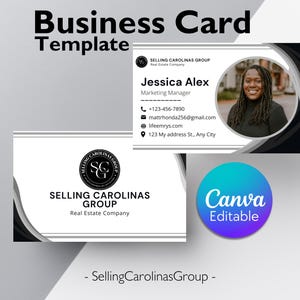 Real Estate Business Card, Digital Business Card, Realtor Business Card Template, Unique Business Card, Instant Download Canva Template