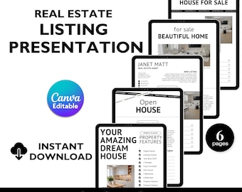 Listing Presentation Template | Real Estate Canva, Pre-Listing Packet, Seller Consultation Guide