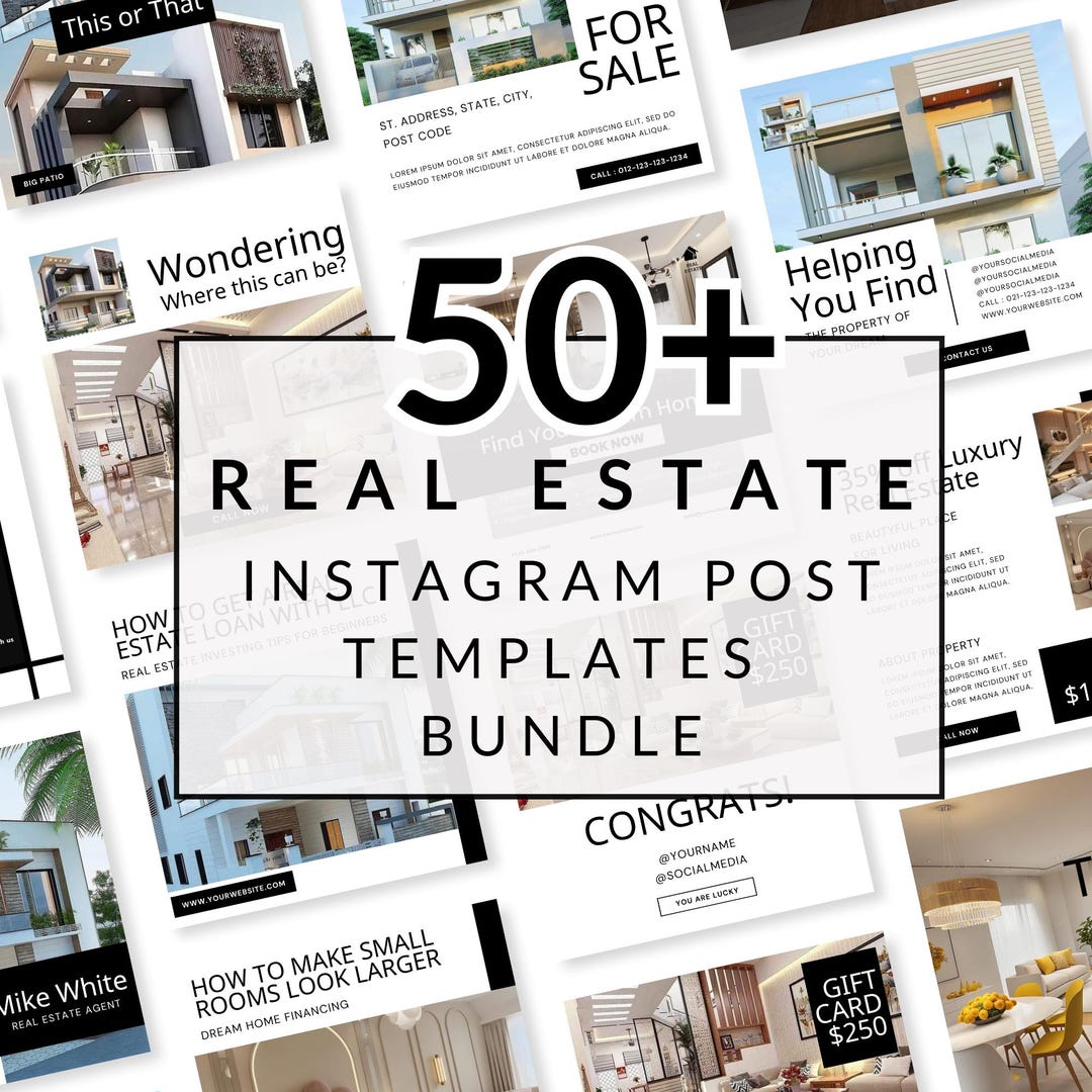 50+ Real Estate Instagram Post Templates | Realtor Social Media Canva ...