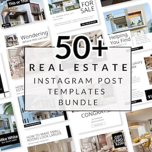 50+ Real Estate Instagram Post Templates, Realtor Social Media Marketing Templates, Realtor Template Bundles, Social Media Post for Realtors