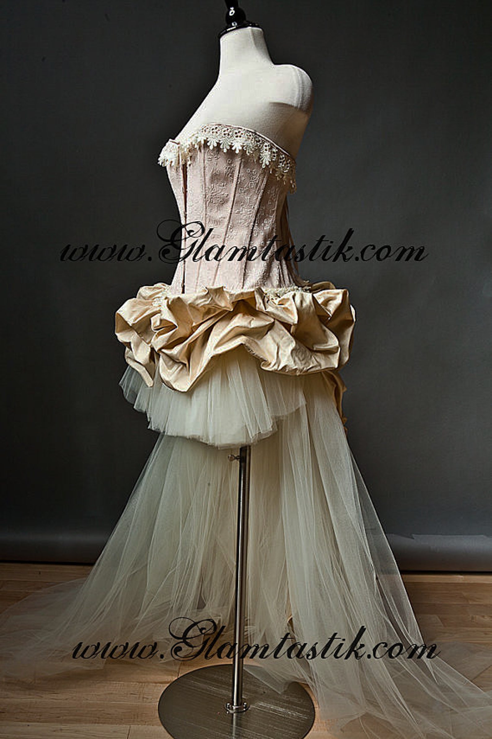 Custom Size Peach and Ivory Burlesque Corset Wedding Prom Etsy