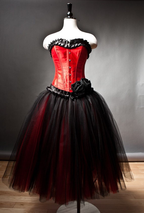 red dress with black corset