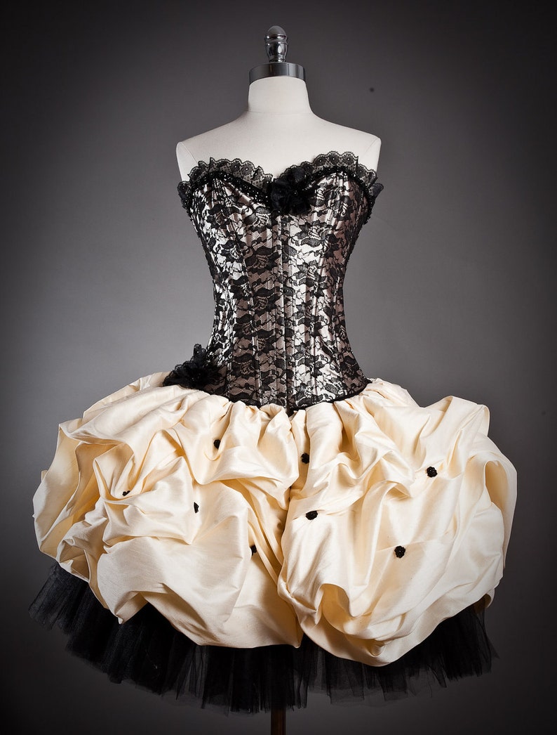 Custom Size black and gold lace burlesque corset prom dress | Etsy