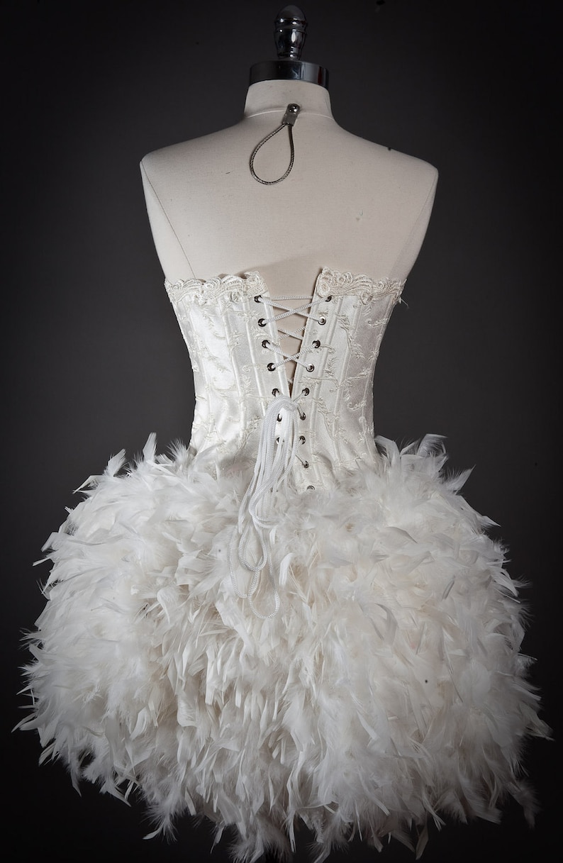 Custom Size Ivory Vintage Inspired Burlesque Feather Corset Etsy