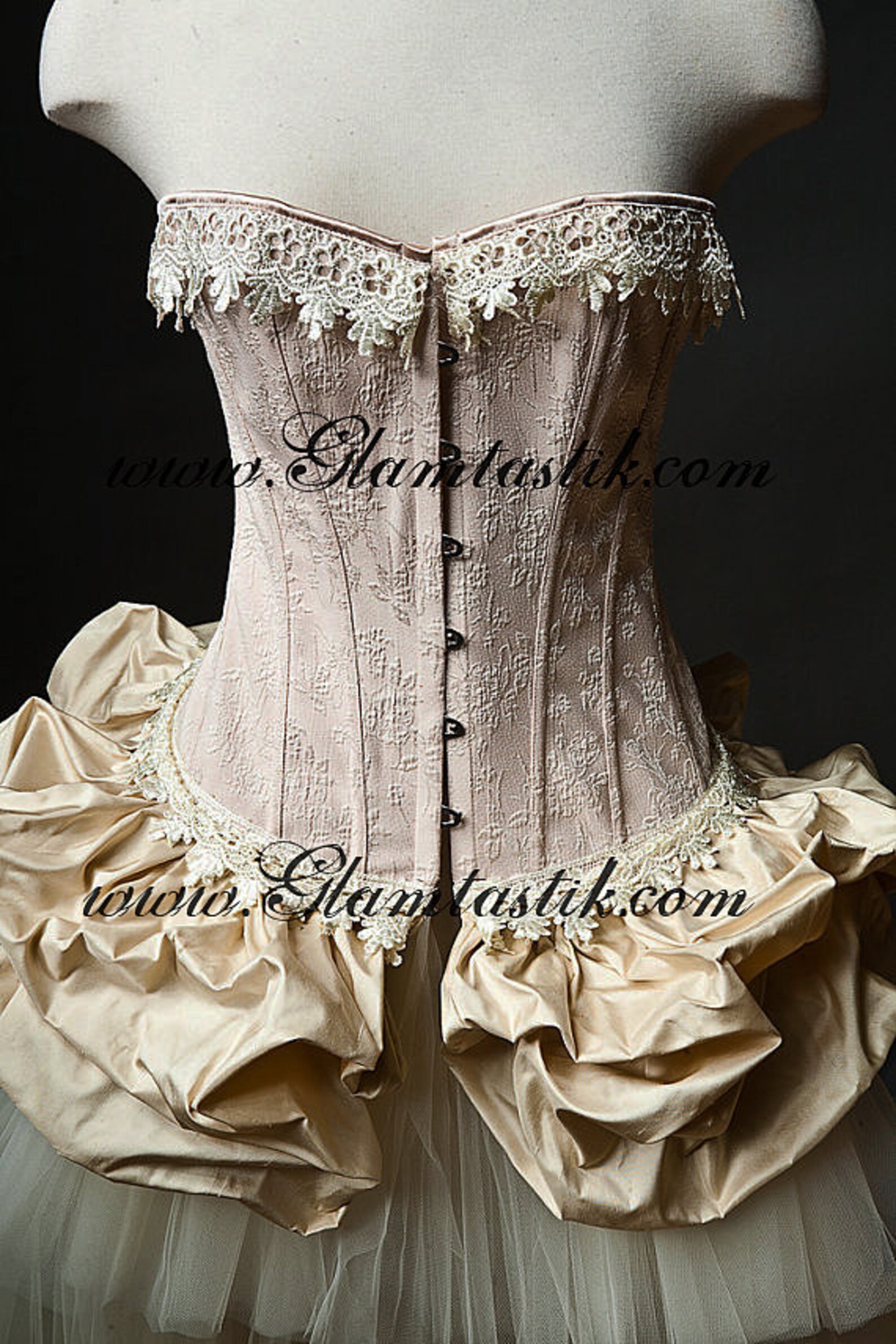Custom Size Peach and Ivory Burlesque Corset Wedding Prom Etsy