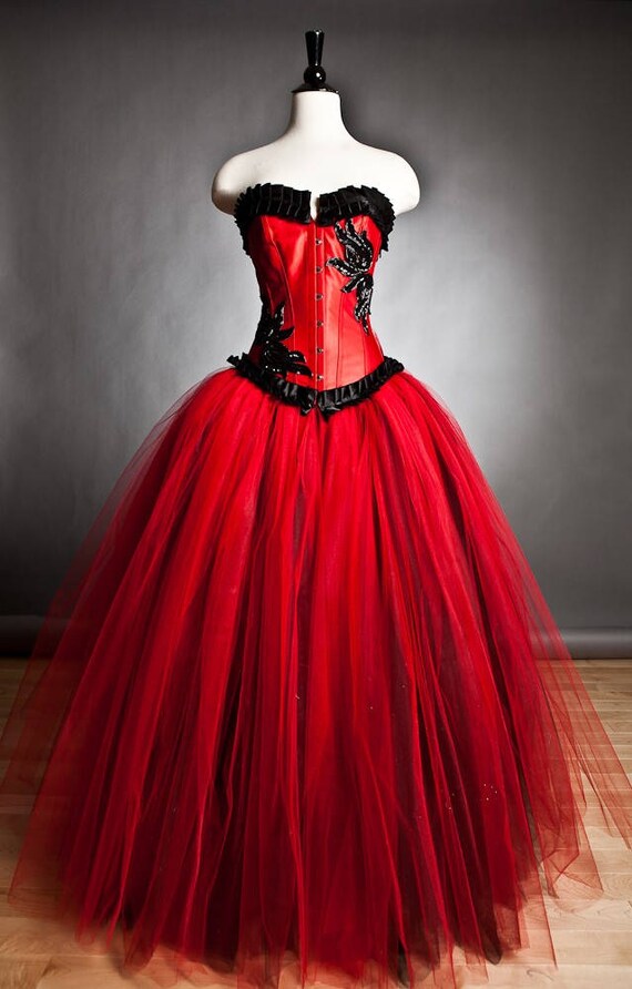 red corset ball gown