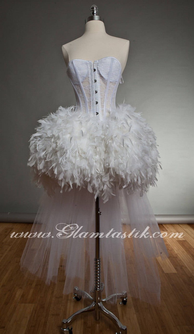 white feather corset