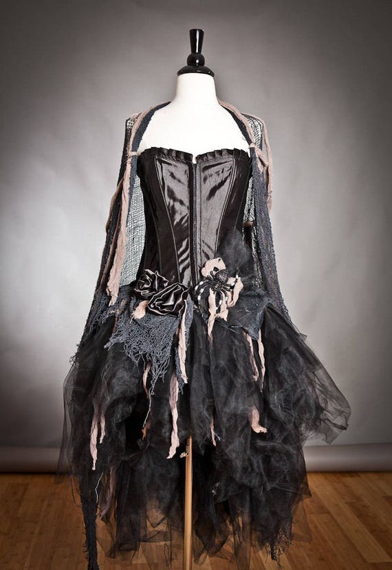 Custom Size Black and Tan Burlesque Zombie Corset Dress With - Etsy