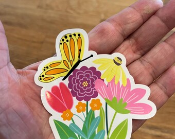 Floral Stickers/ Flower Bunch Sticker/ Butterfly with Flowers Sticker