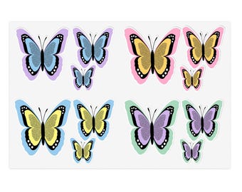 Pastel Butterfly Sticker Set - Floral Vinyl Decals
