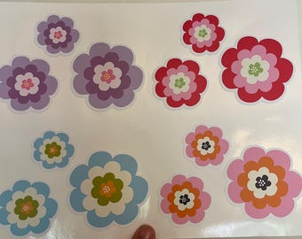 Floral Sticker Set, 12 Pastel Flower Sticker Pack