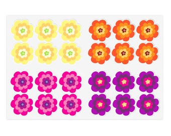 Mod Flower Sticker Sheet: Colorful Vinyl Stickers