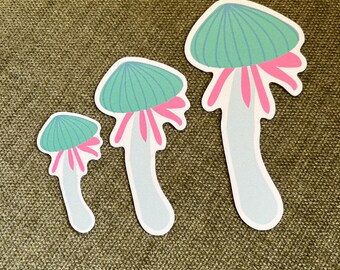 Mushroom Sticker, Pink Mushroom Decal