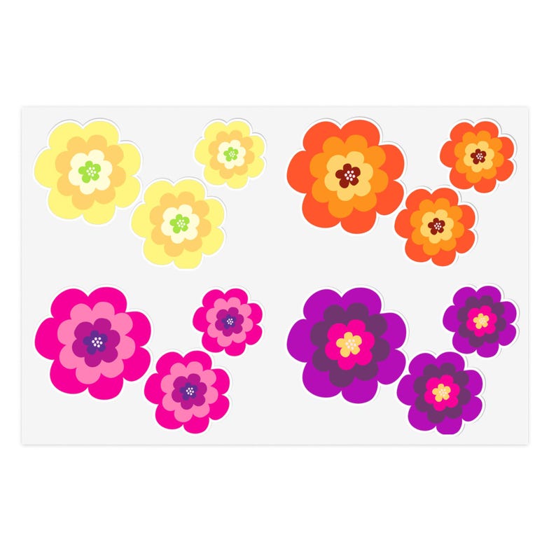 Hand-drawn Floral Sticker Set - Bright Colorful Flowers - Etsy