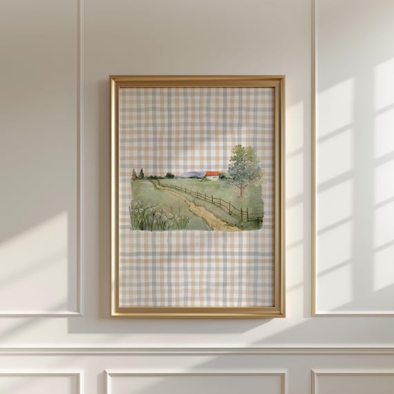 Cottage Core Wall Art Landscape Digital Print Watercolor Landscape Print Farmhouse Decor Watercolor Scenery Art Cabin Love Art Studio Mcgee