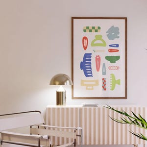 Hair Accessories Abstract Colorful Bathroom Wall Art Digital Download Retro Trendy Wall Art Urban Outfitters Collage Print Claw Clip