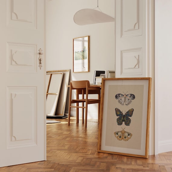 Moth Wall Art Vintage Butterfly Decor Nature Print Eclectic Gallery Wall Art Cottage Core Art Digital Download Antique Wall Art Luna Moth