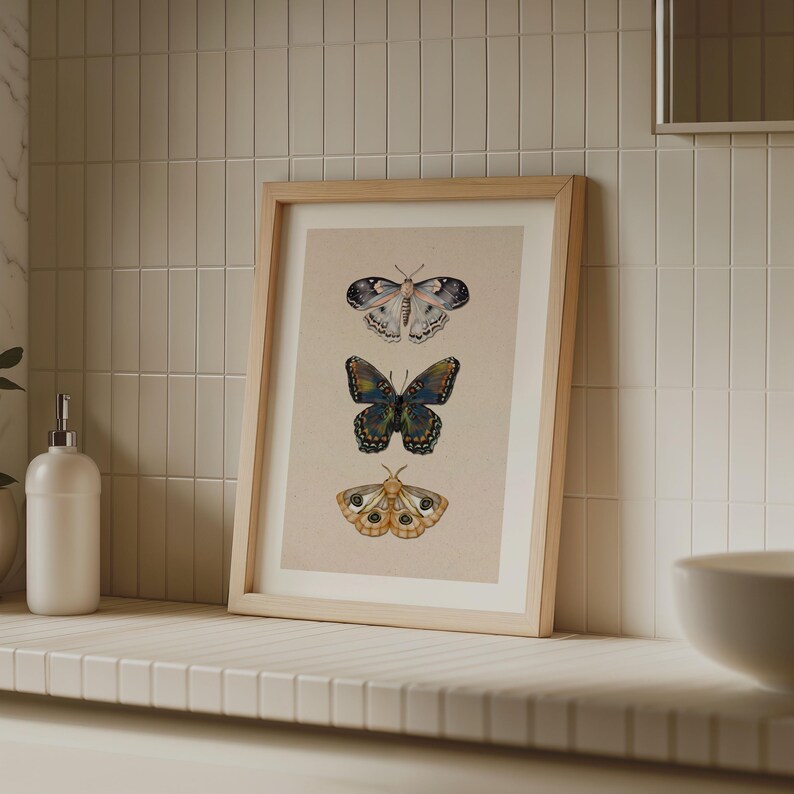 Moth Wall Art Vintage Butterfly Decor Nature Print Eclectic Gallery Wall Art Cottage Core Art Digital Download Antique Wall Art Luna Moth