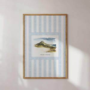 Rhode Island Vintage Watercolor Travel Poster Newport Art East Coast Costal Wall Art Print Ocean State Retro Blue Green Aesthetic Painting