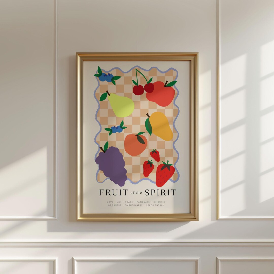 Fruit of the Spirit Wall Art, Retro Kitchen Poster Colorful Fruit Print ...