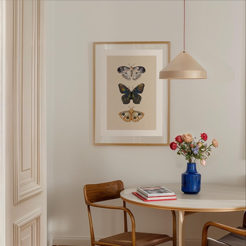 Moth Wall Art Vintage Butterfly Decor Nature Print Eclectic Gallery Wall Art Cottage Core Art Digital Download Antique Wall Art Luna Moth