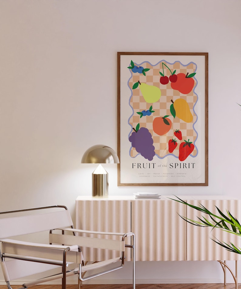Fruit of the Spirit Wall Art, Retro Kitchen Poster Colorful Fruit Print ...