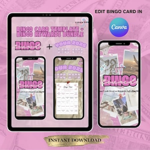 Bingo Bundle Deal: Bingo Card Template + Bingo Rewards E-Guide  (Editable via Canva + Downloadable)