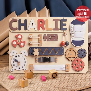 Montessori Toys, Personalized Baby Busy Board, Custom Name Puzzle, Gift for Boy or Girl, First Birthday Gift, Baby Shower, Gifts For Kids