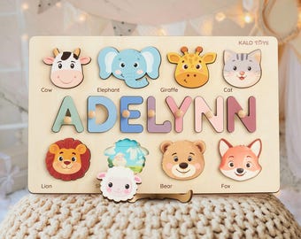 Personalized Wooden Name Puzzle for Kids, Montessori Toy, First Birthday Gift,Baby Boy Girl and Gift, Toddler Learning Toy, Baby Shower Gift