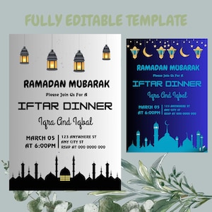 Editable Ramadan Iftar Dinner Party Invitation Template / Ramadan 2025 Iftar Dinner Party Invitation Template