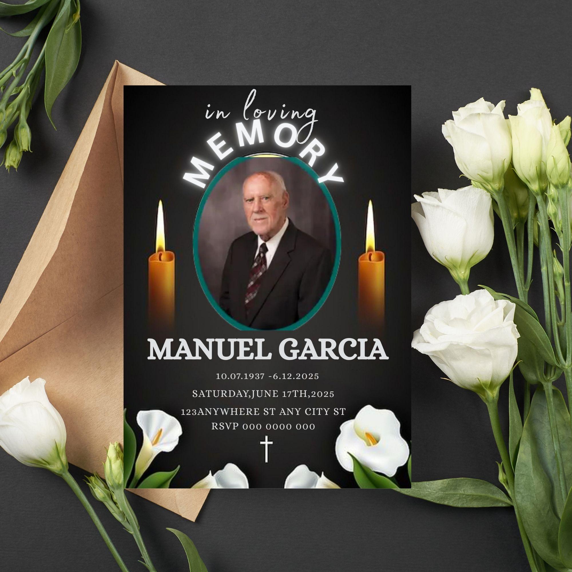 Editable Funeral Announcement Invite, Funeral Ceremony Invitation ...