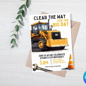 Verjaardagsuitnodiging bouw, bewerkbare dumptruck feestuitnodiging, afdrukbare kinderen bouwthema, digitale sjabloon, Instant Download