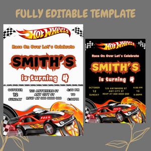 Hot Wheels Birthday Invitation Template (Digital Download)