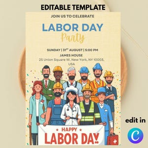 Editable Labor Day BBQ Party Invitation Template (5x7 Digital Download)