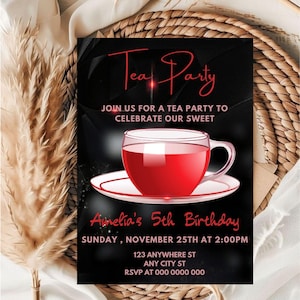 Editable Tea Party Invitation Template (Digital Download)
