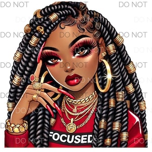 Black Girl With Locs Png- Afro Locs - Commercial Use -Dreadlocks Clipart
