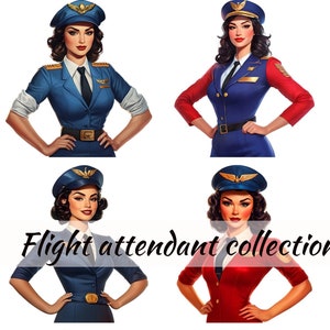 Comissária de bordo Clipart-Uso comercial-Comissária de bordo Mulheres-PNG