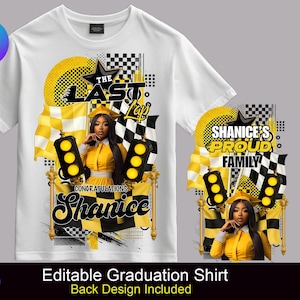 Die letzte Runde Gelb Schwarz, Canva Graduation Template Center T-Shirt Design, bearbeitbar in Canva Sublimation Stolze Mutter der Familie