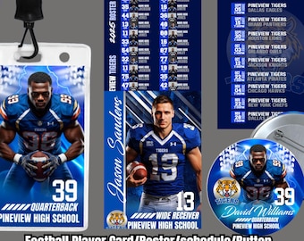 Football Lanyard Editable Template Player Photo Schedule Team Roster Canva Digital Download