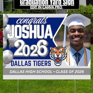 Graduation Yard Sign Canva Editable Template 2026, Photo Congrats Grad Signs Custom Personalized